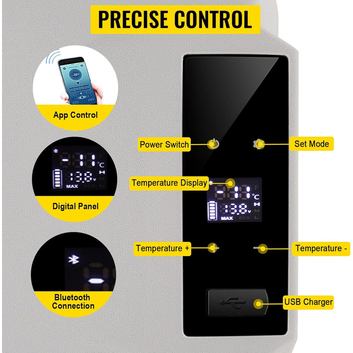 Автохолодильник VEVOR 35л нержавіюча сталь 12/24V DC та 220V AC, портативний компресорний міні-холодильник -20°C до +20°C для авто, вантажівок, кемпінгу, відпочинку