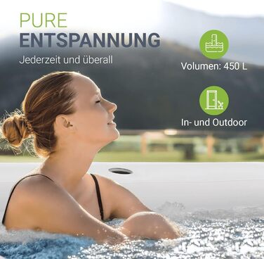 Надувна ванна Juskys для відпочинку на відкритому повітрі - розкладна мобільна ванна для дорослих з підголівником для балкону, крижана ванна з кришкою та подушкою (Чорний, L)