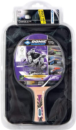 Подарунковий набір для настільного тенісу Donic з черепахою преміум-класу Level 800, 1 ракетка, 3 м'ячі 3 * ITTF, цінний чохол для ракетки, високоякісний комплект для гри в настільний теніс Level 800, 788488