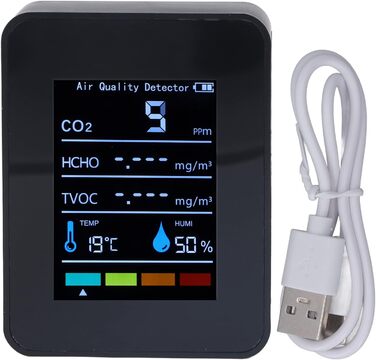 Монітор якості повітря CO2, детектор CO2, LCD дисплей, TVOC, HCHO, температура, вологість