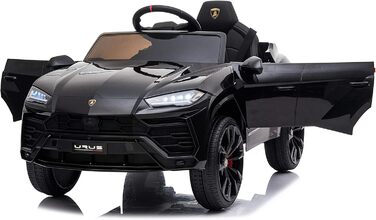 Дитячий електромобіль FINOOS Lamborghini Urus з оригінальною ліцензією, 12V акумулятор, вертикальні двері, 2 мотори, радіоуправління, чорний, для дітей 1-4 років