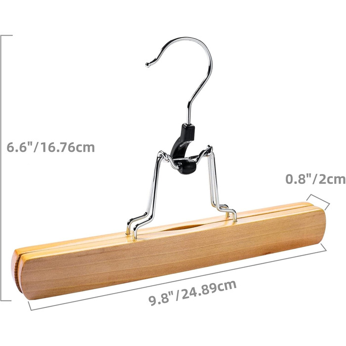 Дерев'яні вішалки для штанів та одягу House Day: 25 вішалок для спідниць, 11 для штанів, білі, з кліпсами, 360° обертання, 35,5 см (натуральне дерево)