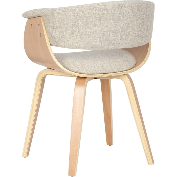 Стільці для їдальні CLP Bruce з тканинним покриттям, дерев'яним каркасом, чорного кольору для їдальні або кухні | Крісло витримує до 150 кг, колір: каркас - горіх (дерево (натуральне), кремовий)