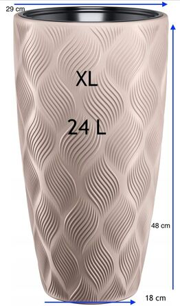 Горщик для квітів MELTOM Blumenkübel – круглий, знімний вкладиш, 3D-декор, бежевий (Taupe), XL