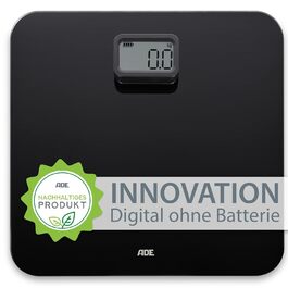 Цифрові ваги для ванної кімнати ADE без батарейок Екологічно чисті безбатарейні ваги з динамо-машиною Стійкі ваги тіла до 150кг Білий (чорний)