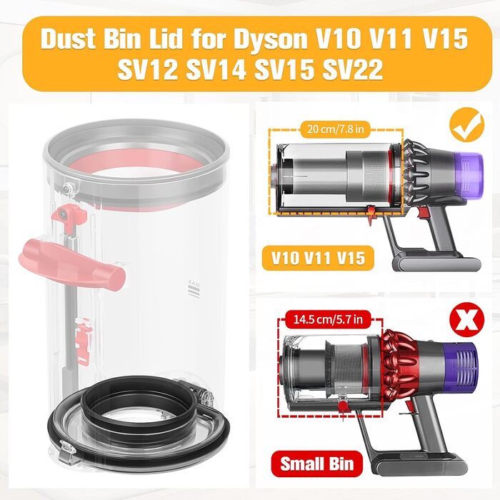 Контейнер для пилу RUKHOOL для запчастин Dyson V11/V15 SV14-SV28 Аксесуари 970050-01, 965443-01