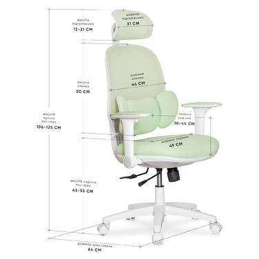 Підліткове офісне крісло Mealux Junior T2 Green (арт. HF-T2 F/KZ)