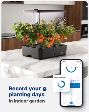 iDOO Гідропонна система для вирощування рослин, розумний сад, WiFi, з LED-лампою, вентилятором, таймером, для вирощування трав, 12 посадкових місць