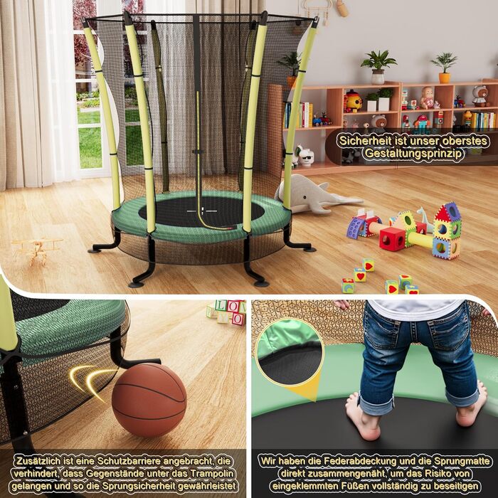 Батут дитячий JUMMICO з захисною сіткою Ø145 см, до 50 кг, для дітей від 3 років, жовтий