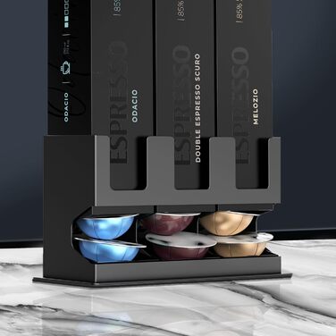 Диспенсер для капсул Nespresso Vertuo GalvanoX (3 шт.), органайзер для стільниці, сталевий, вміщує 3 смаки (30 капсул)