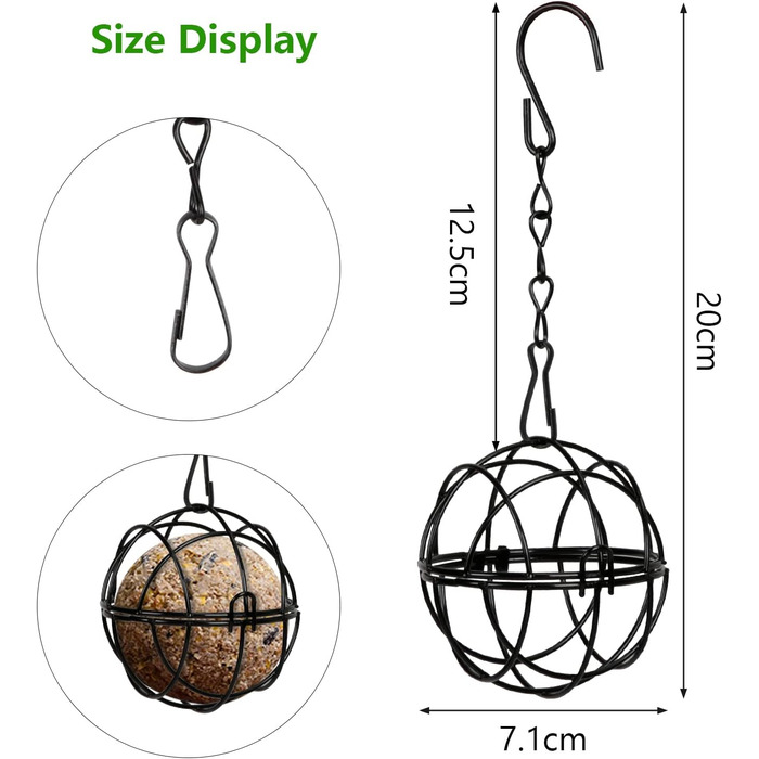 Тримач для жирових кульок SUNYOK, 4 шт. и, чорний, діаметр 7 см, для диких птахів