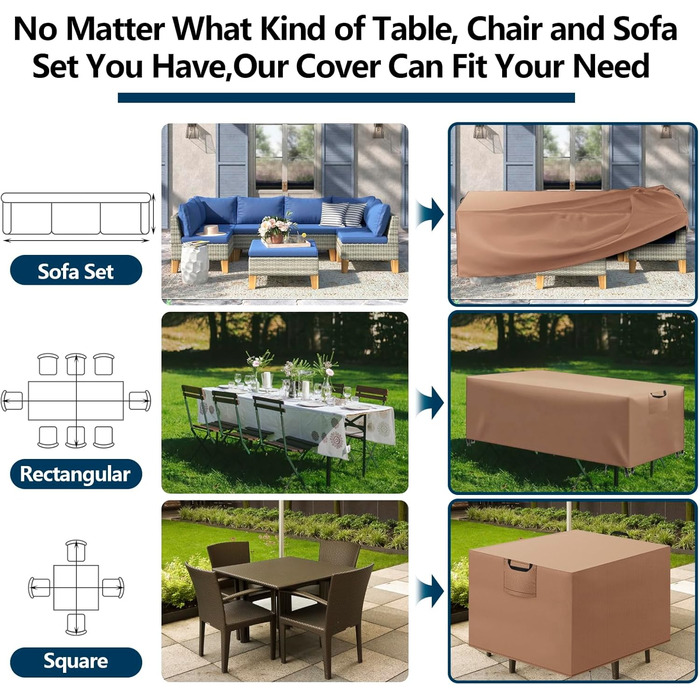 Захисний чохол для садово-патіо меблів, водонепроникний, 420D Oxford, Anti-UV, 90x90x90 см