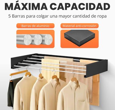 Настінна сушарка для білизни JUPPLIES - розкладна, 120 см, з нержавіючої сталі, 30 кг, для дому та вулиці, білий колір