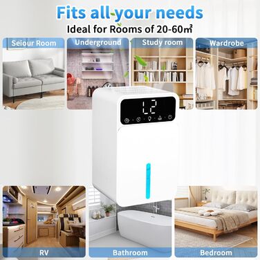Електричний осушувач повітря 1500 мл - тихий осушувач для дому, для ванної, кухні, вітальні. Таймер 8/12/24 год.