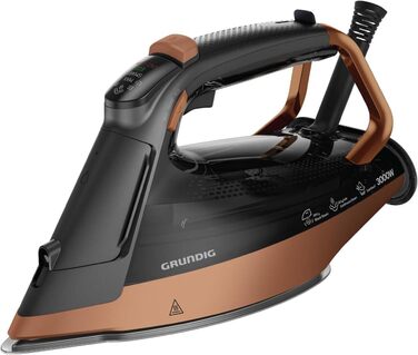 Праска Grundig SI 8050 з датчиком руху SteamSense, 3000 Вт, керамічна підошва, автоматичне відпарювання, Drip Stop, чорно-коричневий колір
