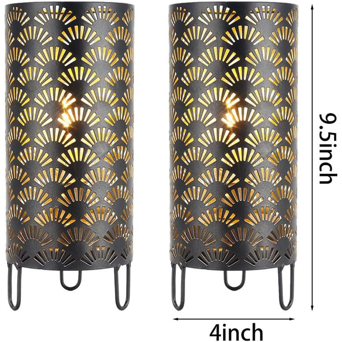 Набір з 2 металевих настільних ламп 23,5 см на батарейках для весілля та прикраси саду