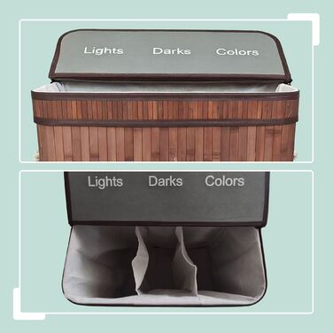 Кошик для білизни Relaxdays з бамбука з 3 відділеннями