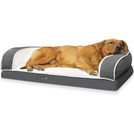 Ліжко для собак Pecute для великих собак Ортопедичне, Подушка для собак миється знімна, ергономічна кошик для собак, Диван для собак з ефектом пам'яті, нековзний килимок для собак, ліжко для собак розміром 1066X20 см, Диван для собак Сірий XL Сірий