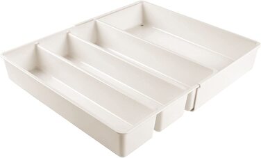 Коробка для столових приладів mDesign з чотирма відділеннями-висувна вставка для столових приладів для висувних ящиків-органайзер для кухонного начиння-Ящики для різноманітного посуду- (кремового кольору)