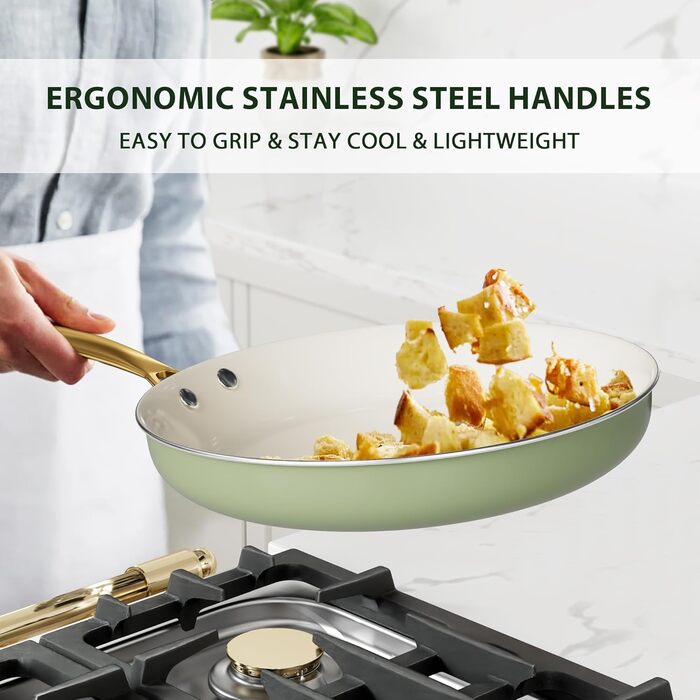 Набір посуду RIOVARM з нержавіючої сталі з антипригарним покриттям Ceramic, 5 предметів (каструлі, сковорідки, соусник, пательня)