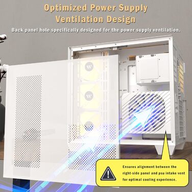 Ігровий корпус KEDIERS G500 білий ATX Mid Tower з 6 ARGB вентиляторами та подвійним загартованим склом