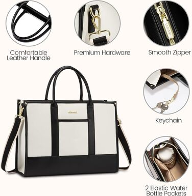 Сумка для ноутбука LOVEVOOK, 17 дюймів, чорно-бежева: водонепроникна, для роботи, навчання, офісу, універсітету, з відділенням для ноутбука