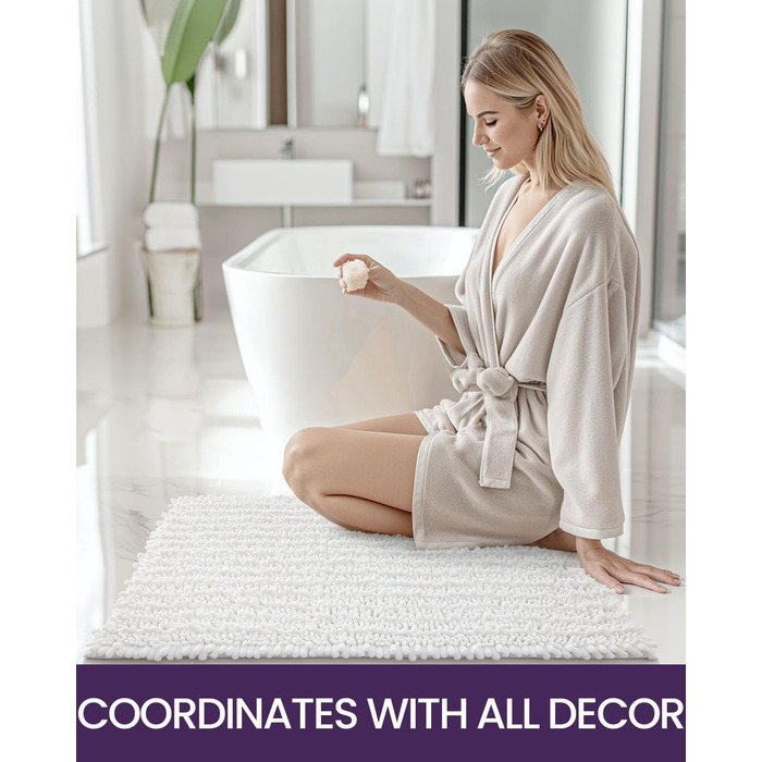 Килимок для ванної кімнати DEXI Chenille, м'який, товстий, антиковзний, 50,8 x 81,3 см, оливковий