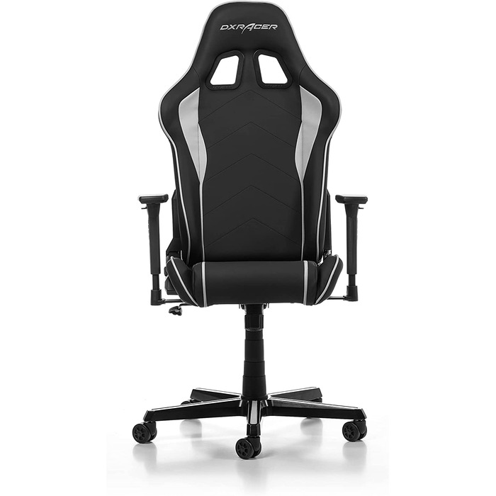 Ігрове крісло DXRacer Prince P08, штучна шкіра, чорно-сірий, до 185 см