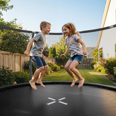 Батут JUMMICO вуличний Ø360 см з сіткою безпеки, чорний - для дітей та дорослих