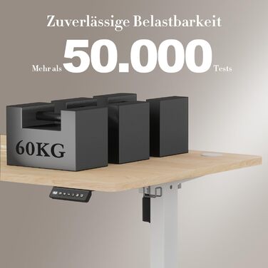 Електричний стіл Airfish 140x60 см з регулюванням висоти, USB-портом і пам’яттю, бежевий