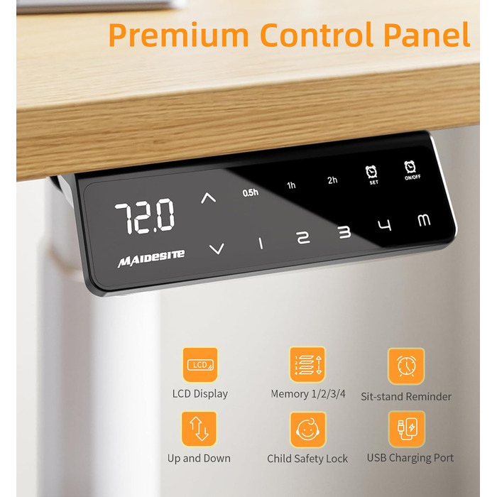 Електричний регульований стіл MAIDeSITe EL2 Pro Art з овальною основою, Dualmotor, 180 кг, 4 пам'яті, захист від зіткнень (білий)