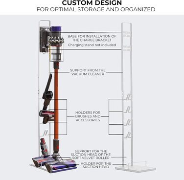 Підставка MORANGO для бездротового пилососа Dyson - органайзер для V6, V7, V8, V10, V11, DC58, DC62, DC74 (S9313)