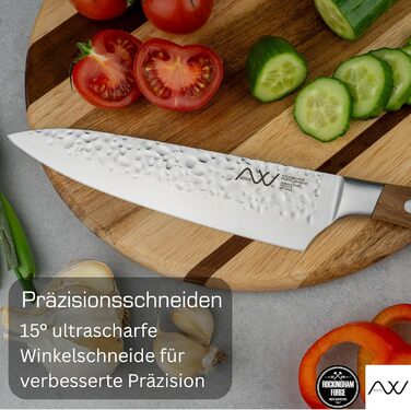 Набір кухонних ножів Rockingham Forge Ashwood 8 предметів з дерев'яною ручкою та точилка – Професійний набір ножів з високоякісної нержавіючої сталі