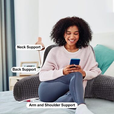 Крісло-мішок для читання Holawakaka для дорослих з підлокітниками та спинкою, велике сіре, для відпочинку та роботи за ноутбуком