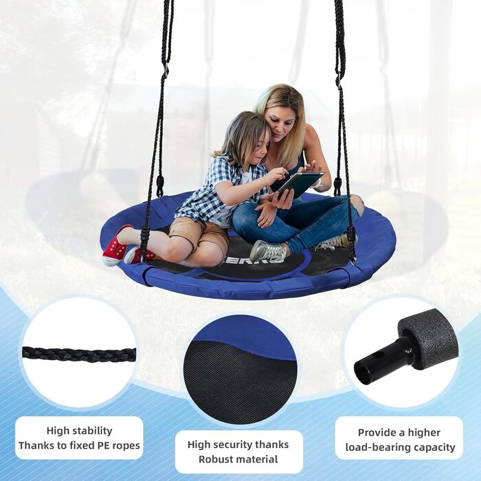 Сітчаста гойдалка ZERRO для дітей та дорослих, Ø120см, регульована висота, до 150кг (Блакитна)