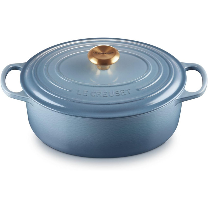Le Creuset Signature Чавунна сковорода-жаровня з кришкою, овальна, 31 см, 8.9 л, для всіх типів плит, включаючи індукцію, колір Kirschrot