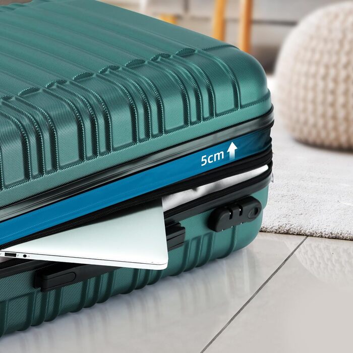 Дитячий валіза-тролей Beibye з жорстким корпусом, набір (Турквіс, Темно-зелений)