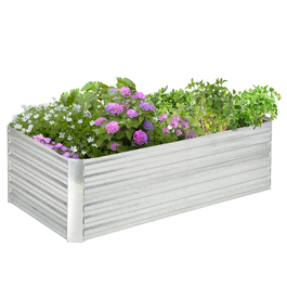 Outsunny Сталева піднята грядка, Грядка з холодним каркасом Садова клумба Flower Box Pluggable, Кашпо Box 180x90x60см для саду, балконного патіо, овочевої грядки для квітів, рослин, фруктів