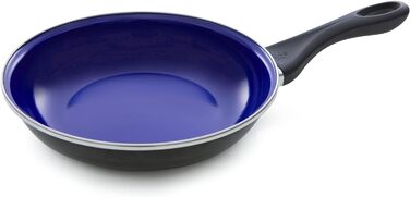 Індукційна сковорода з емальованої сталі, 28 см, безпечна для духовки та кип'ятіння до 160 C, придатна для миття в посудомийній машині, без PFAS, чорна, синя (сковорода 24 см)