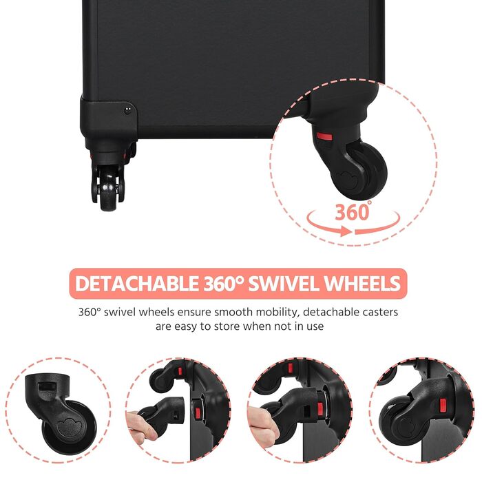 Косметичка-валіза Yaheetech 4-в-1 з роликами: зручний органайзер для макіяжу та косметики