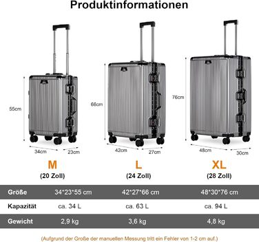 Набір валіз HOMELUX 3 шт. срібного кольору з ABS-пластику. Валізи з жорсткою обшивкою, ручки-телескопи, розміри M, L, XL. Ідеальний набір для подорожей.