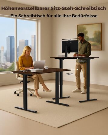 Регульований по висоті письмовий стіл 120x60 см з пам'яттю на 2 режими, стіл для домашнього офісу та геймінгу, колір вінтажний коричневий