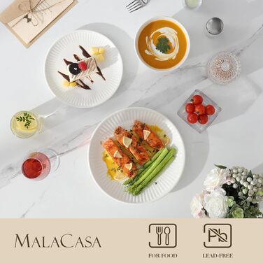 Набір посуду MALACASA LEILA, 18 предметів, порцеляна, скандинавський стиль, білий. Серія LEILA - 6 осіб, 18-ти частинний сервіз