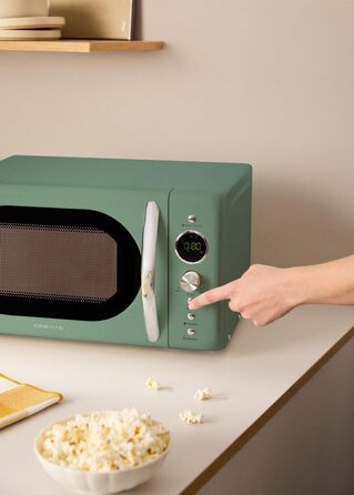 Мікрохвильова піч ретро Salbeigrün 20л з грилем та LCD дисплеєм 900W