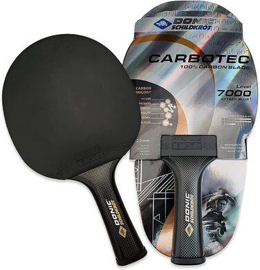 Ракетка для настільного тенісу з черепахою Donic CarboTec 7000, 100 карбон, увігнута і анатомічна, губка 2,3 мм, настил ITTF CarboTec 7000, увігнута, 758216 одиночна