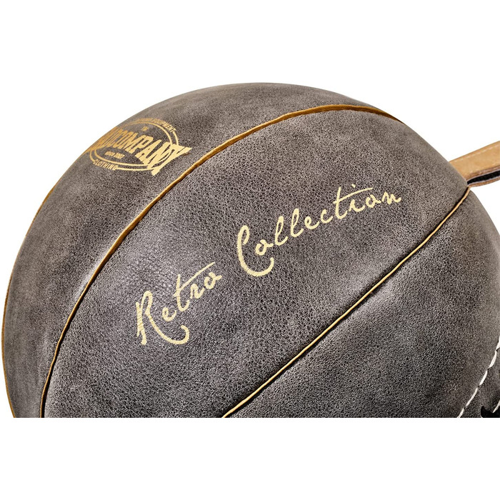 Двокінцевий м'яч в стилі ретро для ванної кімнати з волової шкіри з еластичними ременями I Боксерський м'яч діаметром 25 см I для рефлекторних тренувань і тренувань з боксу
