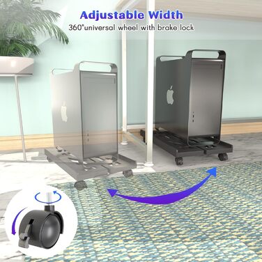 Підставка для комп'ютера Tower, мобільний візок для CPU з 4 колесами, універсальна підставка для настільного комп'ютера під стіл для геймерів, студентів, дому, офісу, чорного кольору