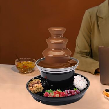 Шоколадний фонтан Biniliubi трирівневий, чорний, з підігрівом, з нержавіючої сталі, для фруктів, тортів, вечірок, свят