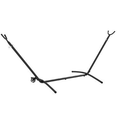 Стійка для гамака, міцна конструкція, стійка до погодних умов, регульована по розміру, 290 см x 120 см x 115 см, чорний