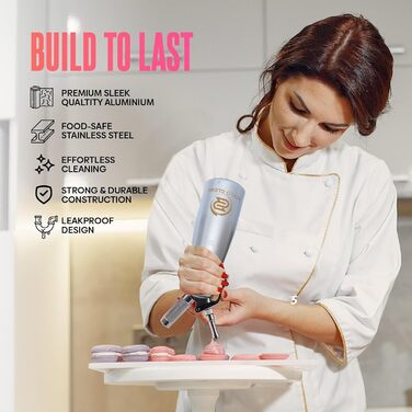 Професійний дозатор для збивання вершків, 500 мл, з силіконовим руків'ям, міцний, для приготування вдома, 6 насадок з нержавіючої сталі та пластику, 2 пензлики для чищення